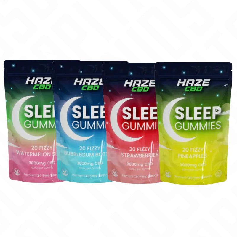 Haze CBD 3000mg Sleep Night Gummies Pack – Bubblegum, Pineapple, Strawberry, Watermelon