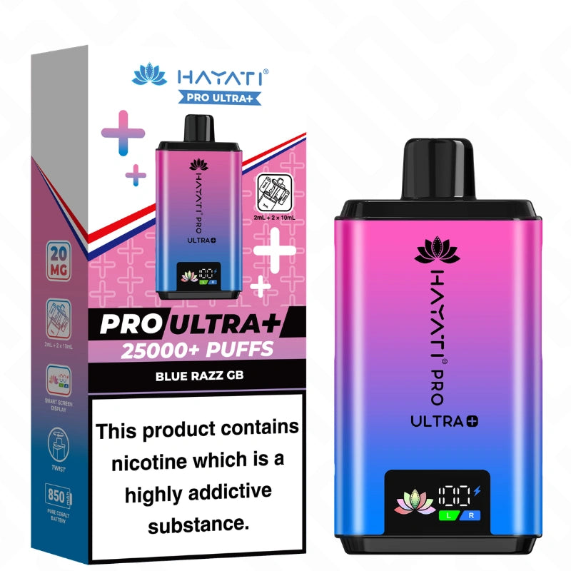 Hayati Pro Ultra Plus 25K Blue Razz GB vape pod kit device
