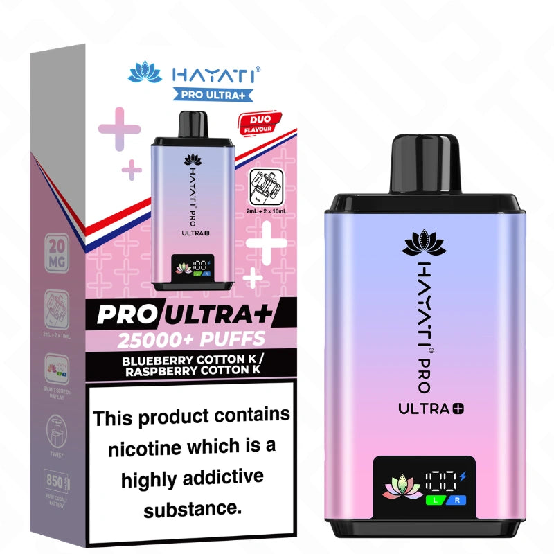 Hayati Pro Ultra Plus 25K Vape Kit - Blueberry Cotton K / Raspberry Cotton K