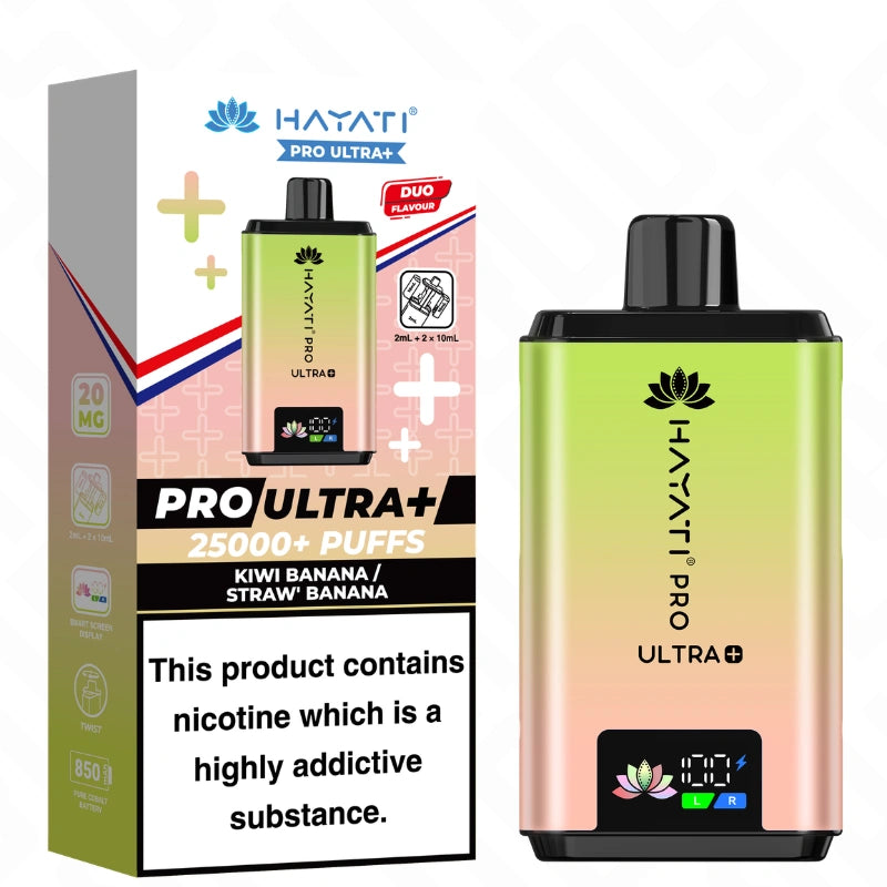 Hayati Pro Ultra Plus 25K Kiwi Banana and Straw’ Banana vape pod kit device