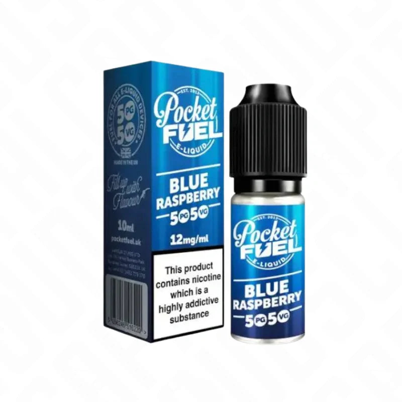 Pocket Fuel Blue Raspberry 50/50 E-Liquid Bottle – Sweet & Tangy Raspberry Vape Juice Made in the UK