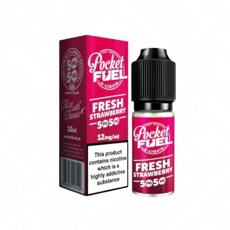 Pocket Fuel Fresh Strawberry 50/50 E-Liquid Bottle – Sweet Strawberry Vape Juice Made in the UK