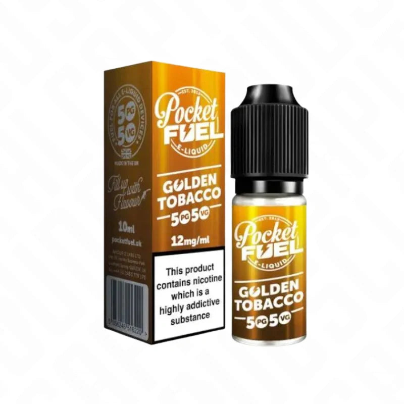 Pocket Fuel Golden Tobacco 50/50 E-Liquid Bottle – Smooth Rich Tobacco Vape Juice Made in the UK