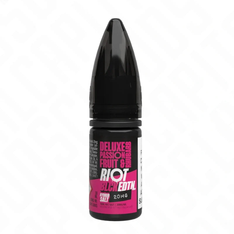 Riot Black Edition Nic Salt 10ml - Deluxe Passionfruit & Rhubarb