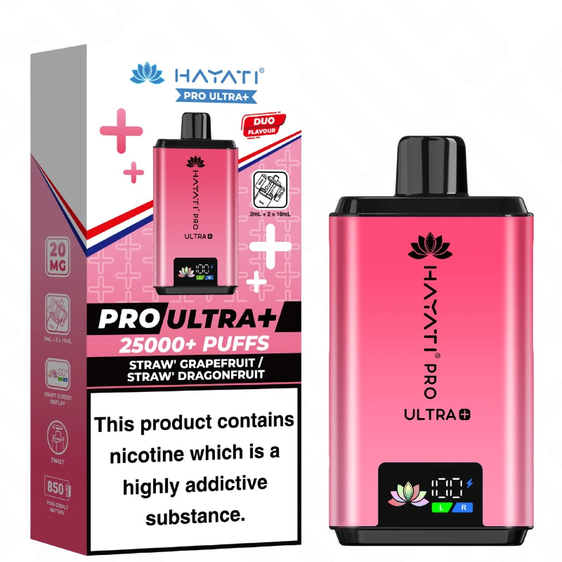 Hayati Pro Ultra Plus 25K Straw’ Grapefruit and Straw’ Dragonfruit device